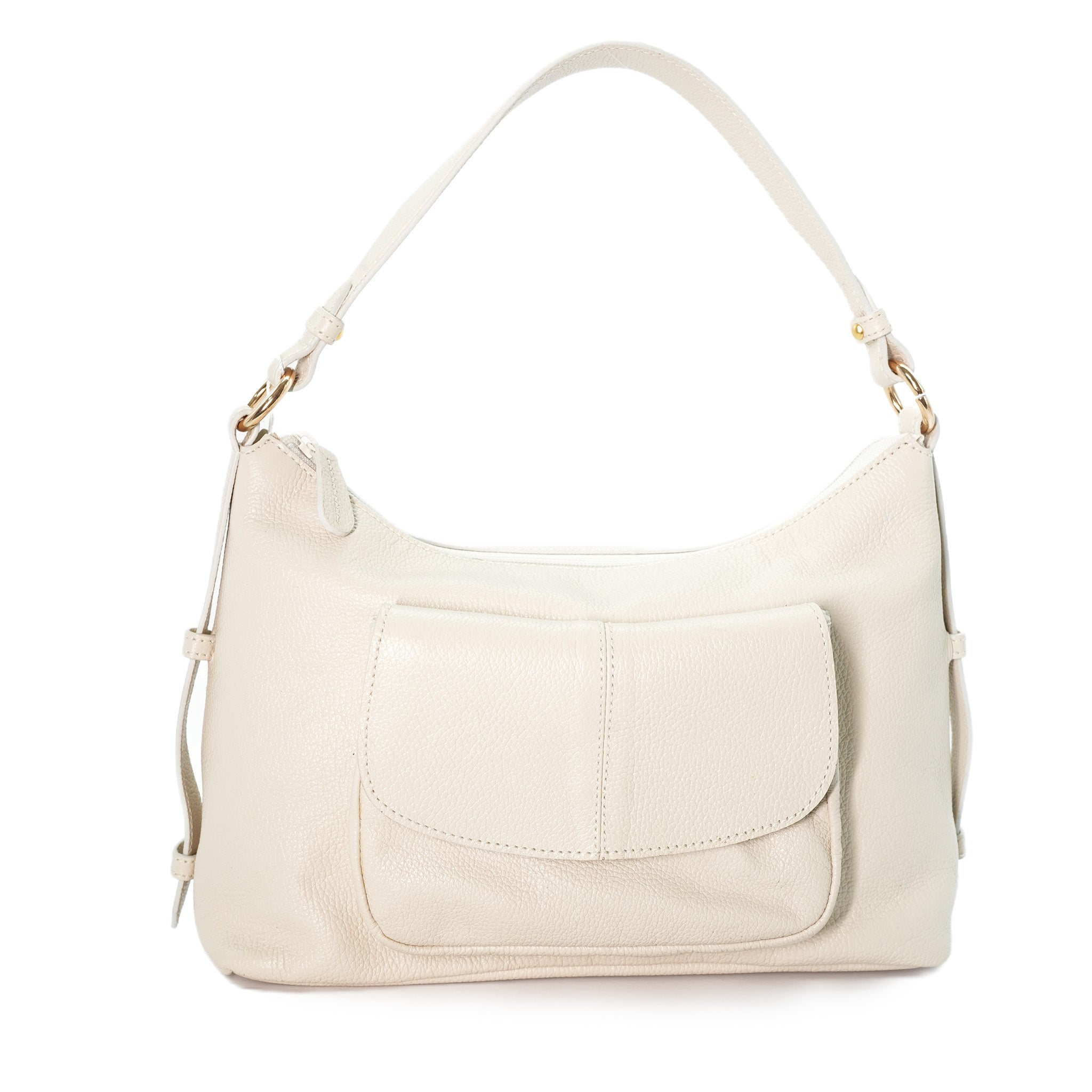 Bolsa Hobo com Bolso Frontal em Couro - ref. 2501 - Aredda