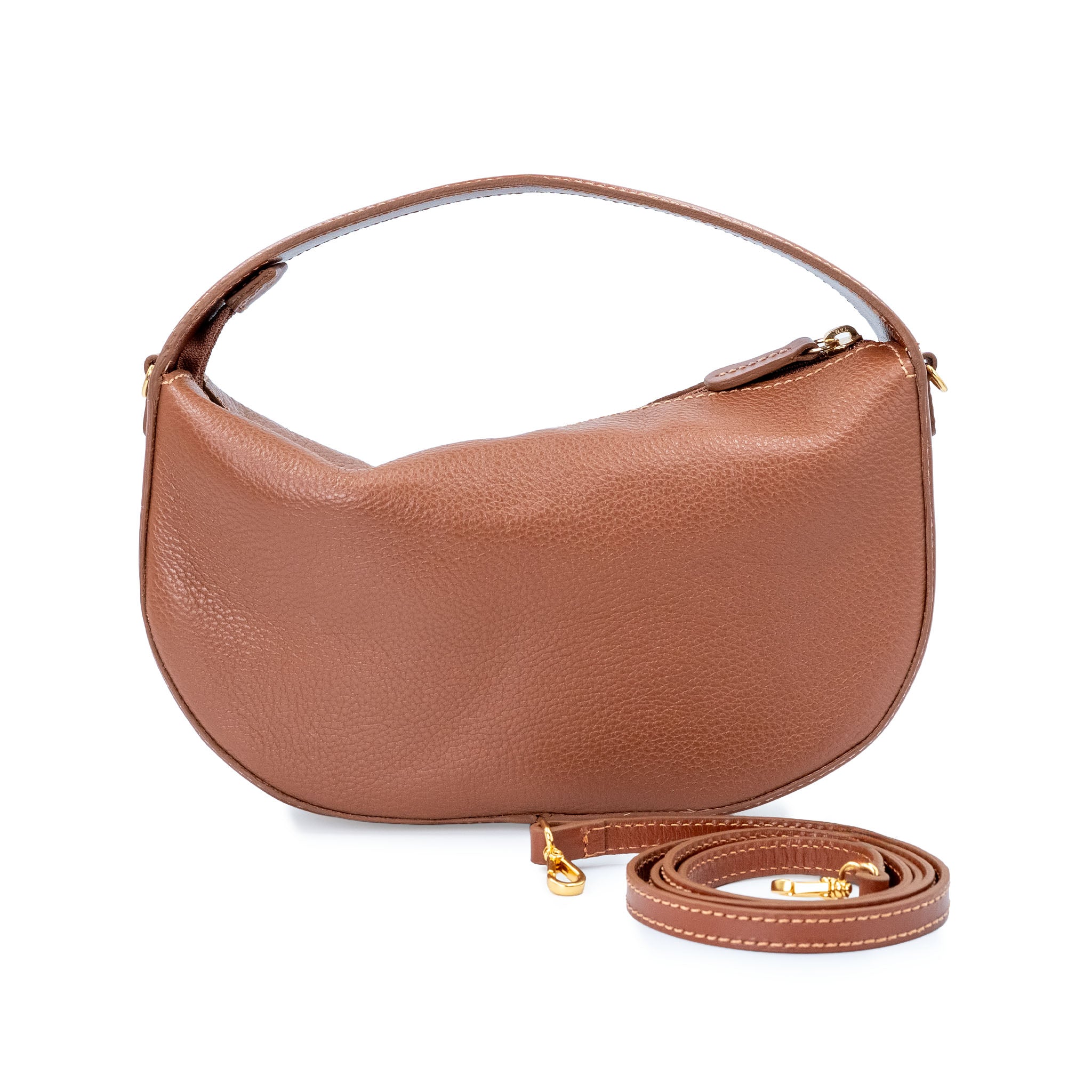 Bolsa Tiracolo Curva em Couro - ref. 2519 - Aredda