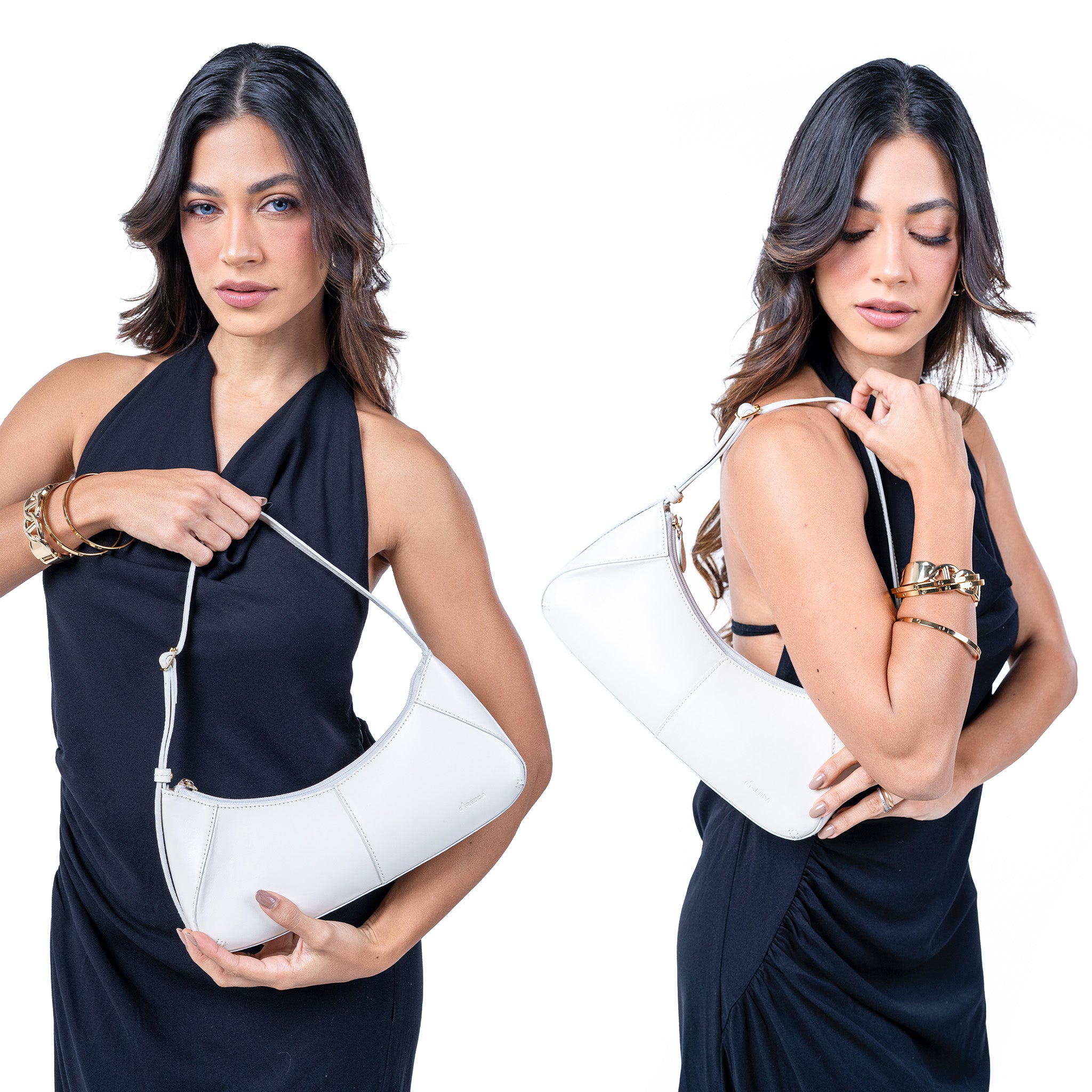 Bolsa Baguette Curva em Couro - ref. 2523 - Aredda