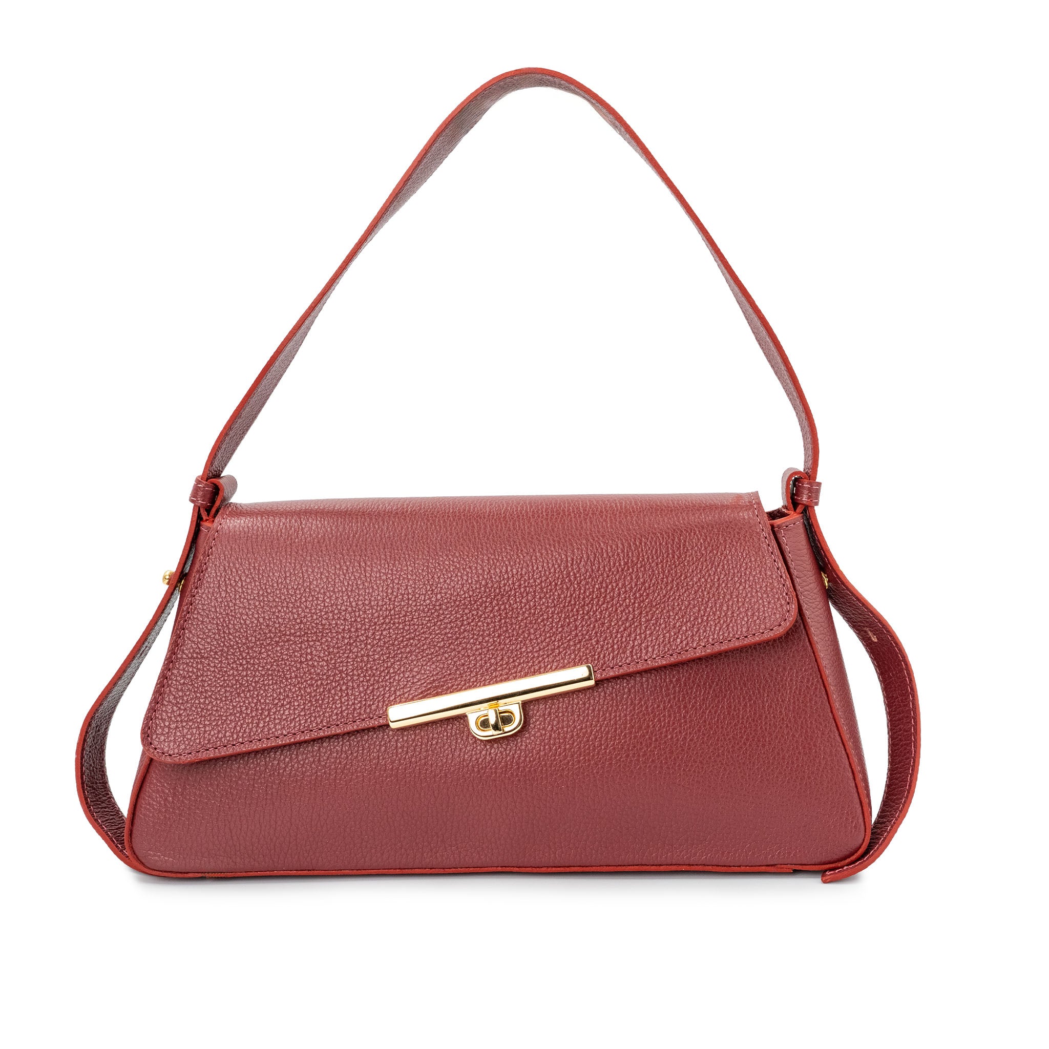 Bolsa Baguette com Fivela Mecânica em Couro - ref. 2524 -Aredda
