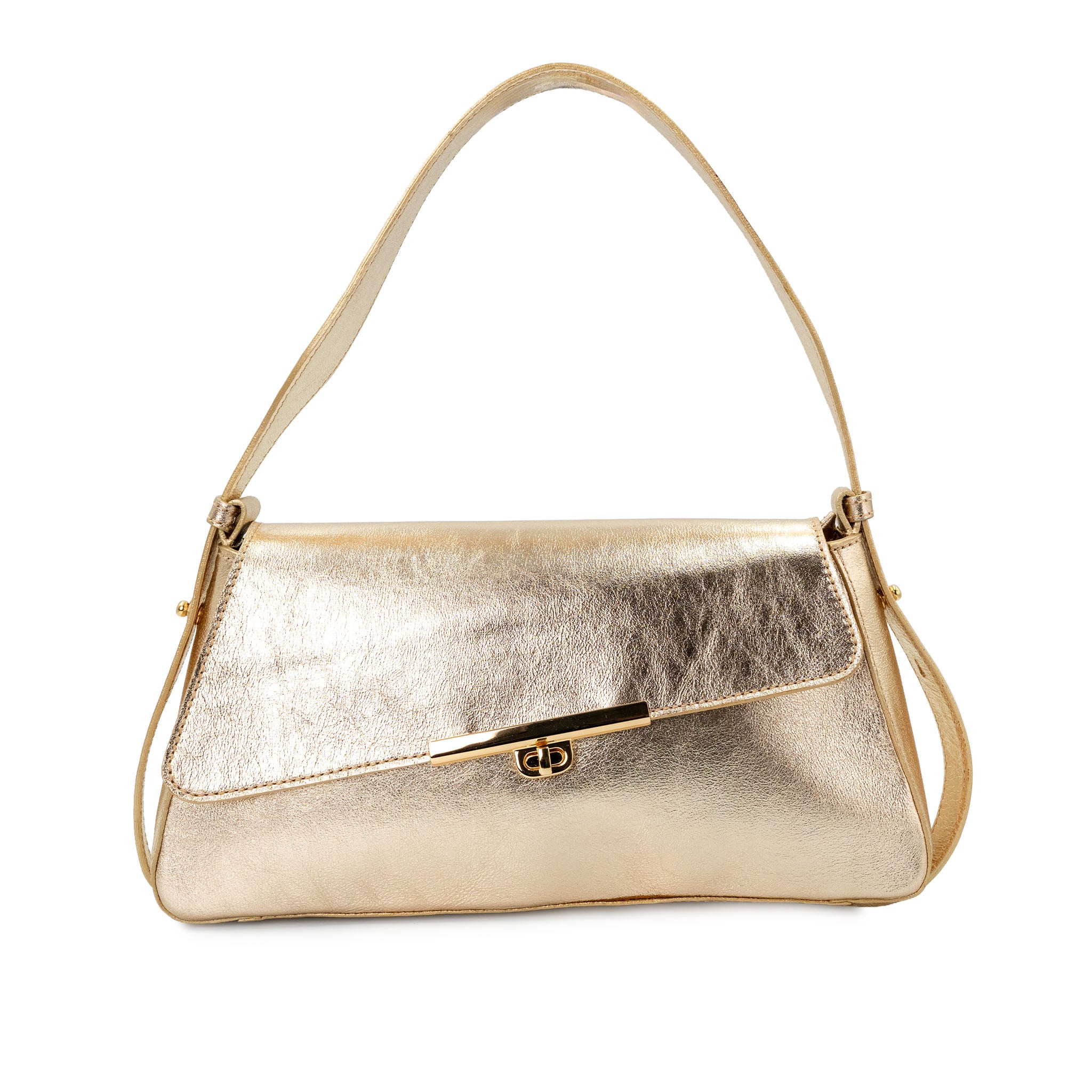 Bolsa Baguette com Fivela Mecânica em Couro - ref. 2524 -Aredda