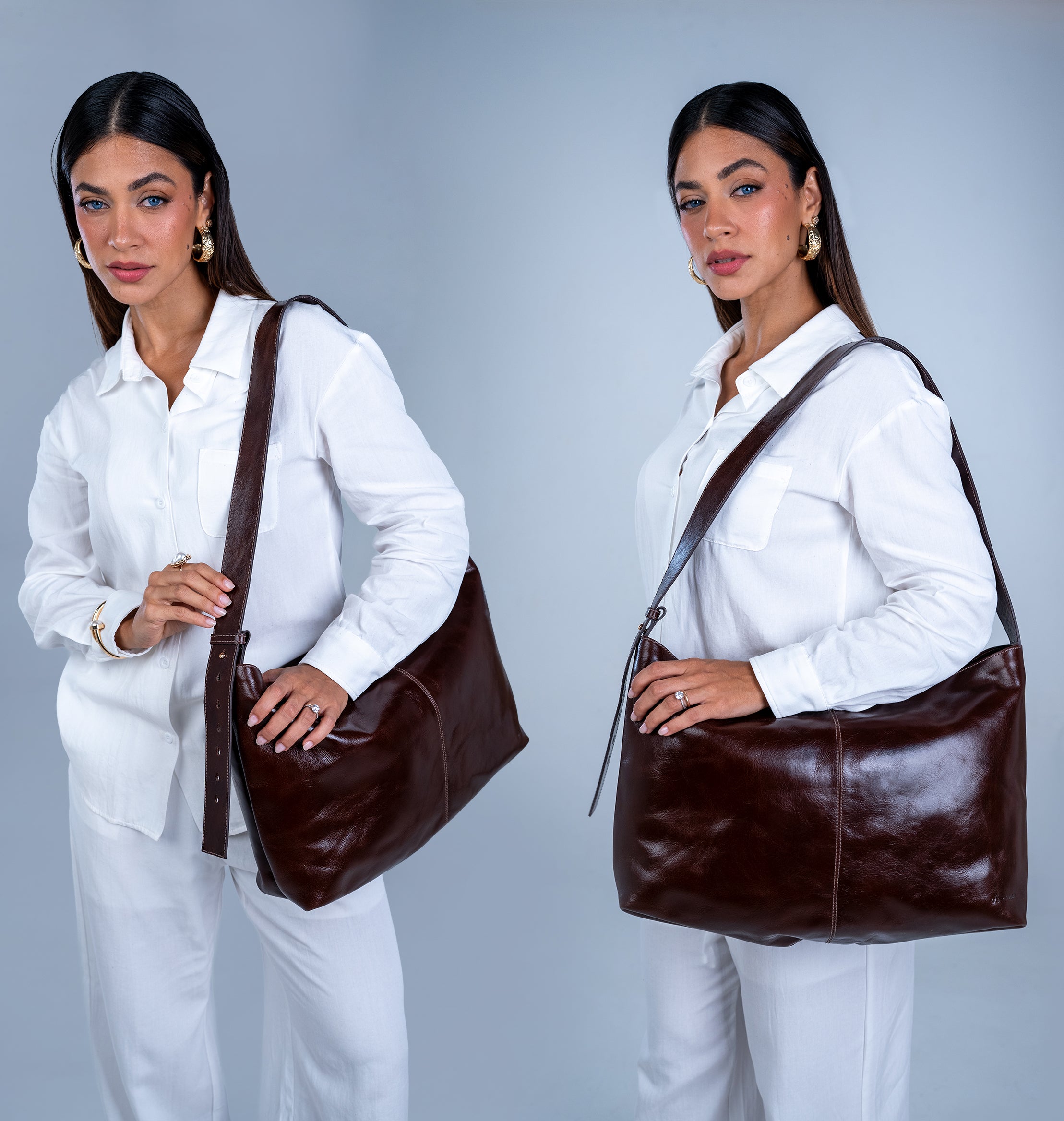 Bolsa Hobo Alongada em Couro | 3220