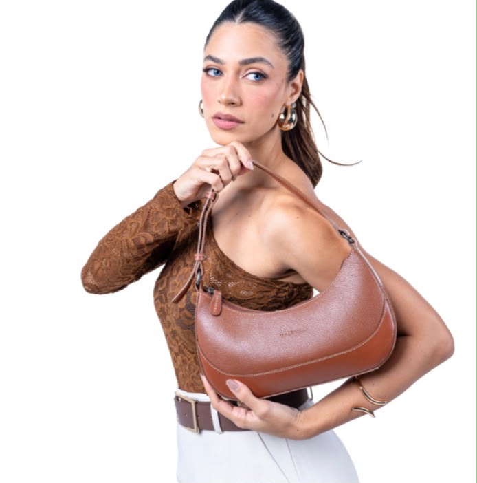 Bolsa Meia Lua em Couro - ref. 2550 - Aredda