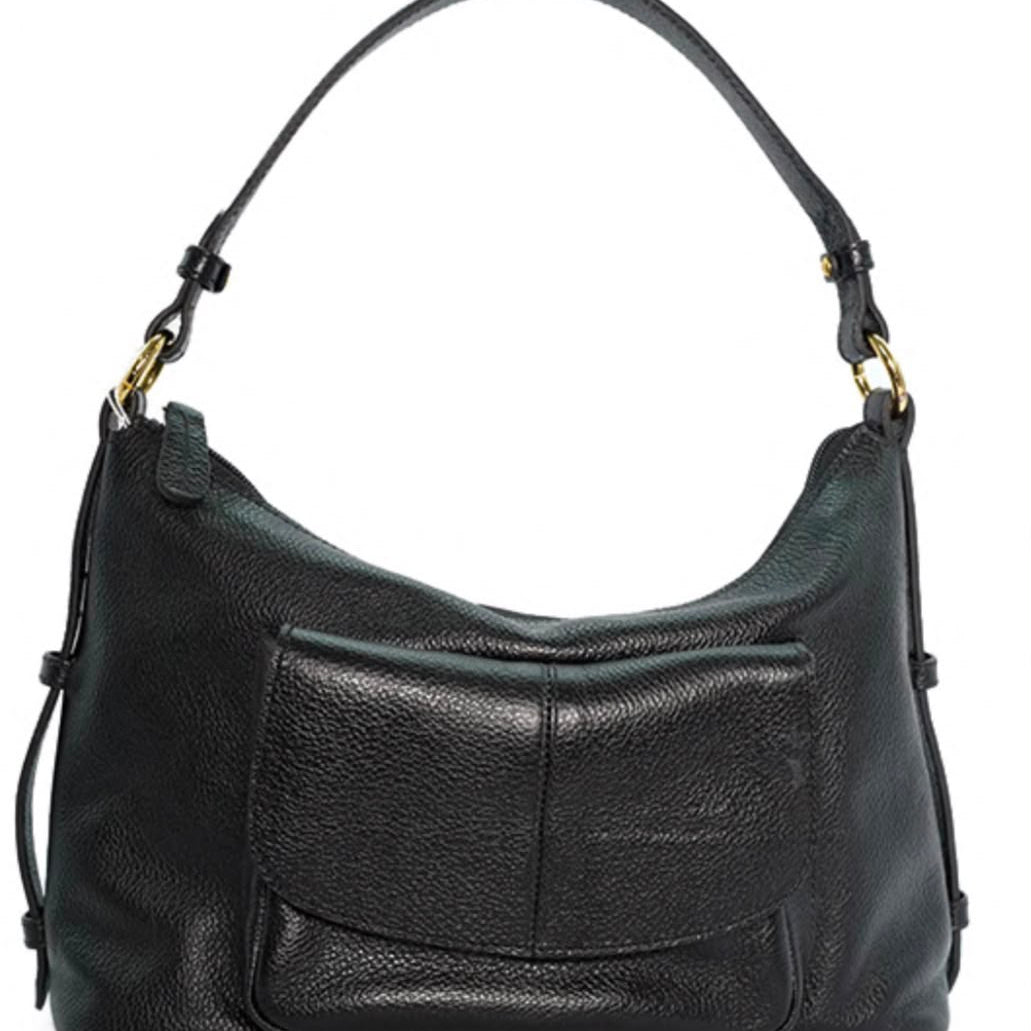 Bolsa Hobo com Bolso Frontal em Couro - ref. 2501 - Aredda