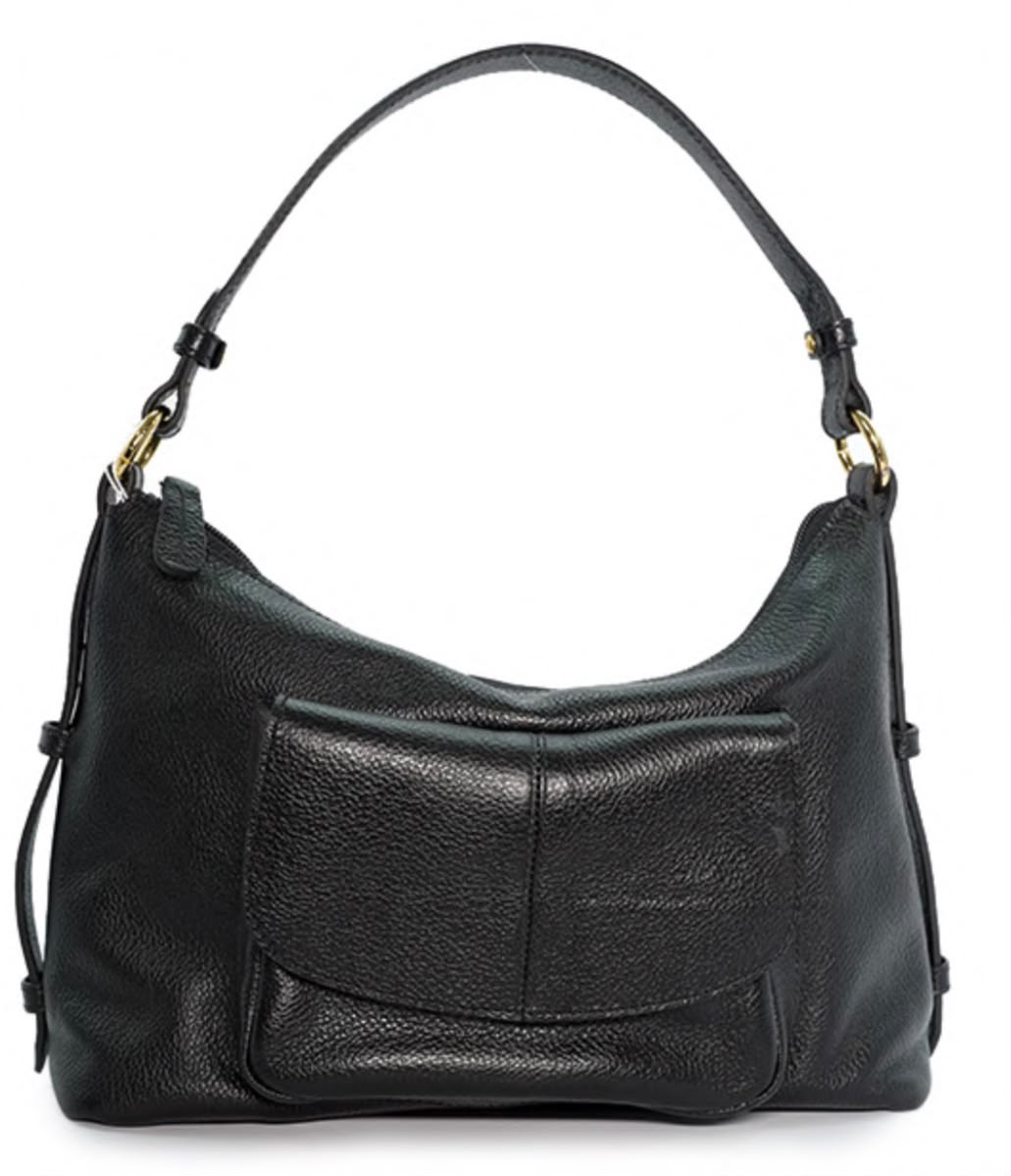 Bolsa Hobo com Bolso Frontal em Couro - ref. 2501 - Aredda