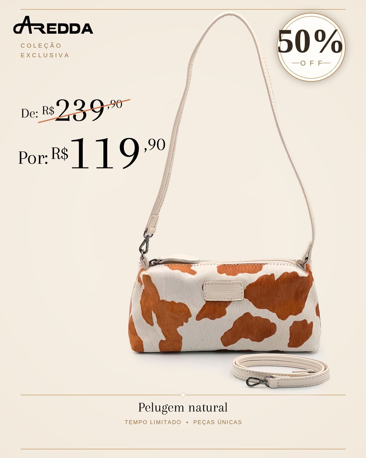 Bolsa com pelugem e estampa de Vaca ref | Ma270